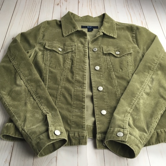 Gap Green Corduroy Denim Jean Jacket 